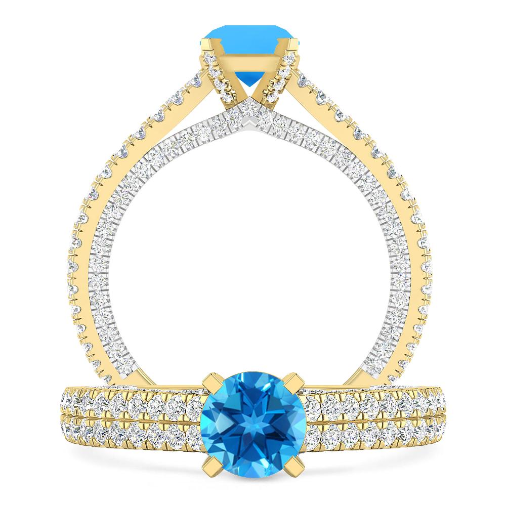 Yellow Gold - Blue Topaz