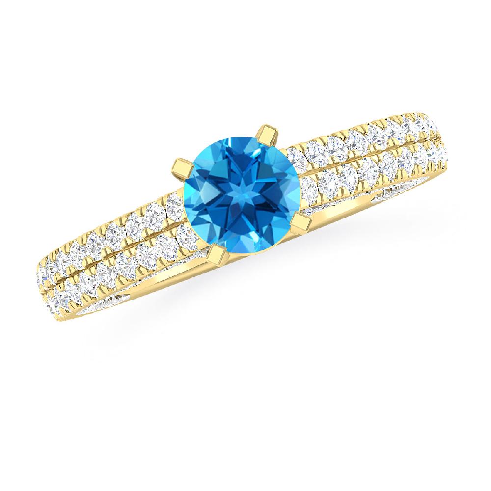 Yellow Gold - Blue Topaz