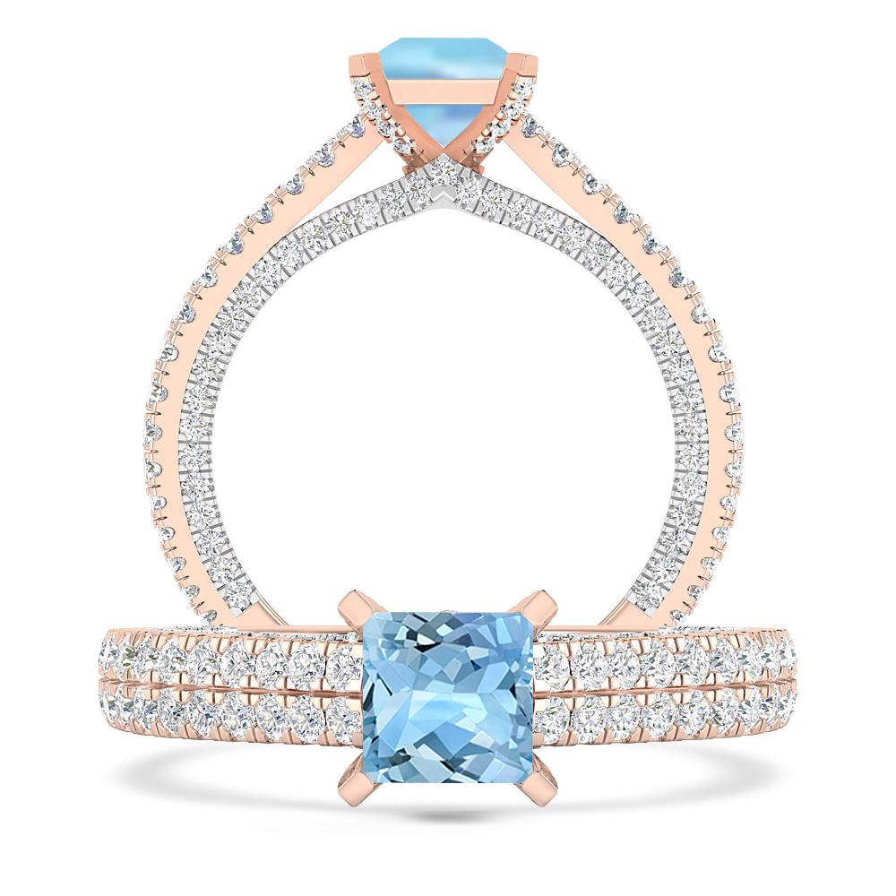 Rose Gold - Aquamarine