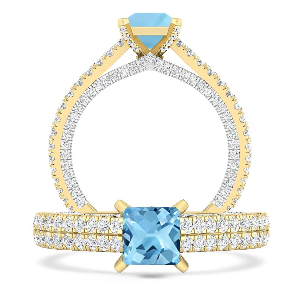 Yellow Gold - Blue Topaz