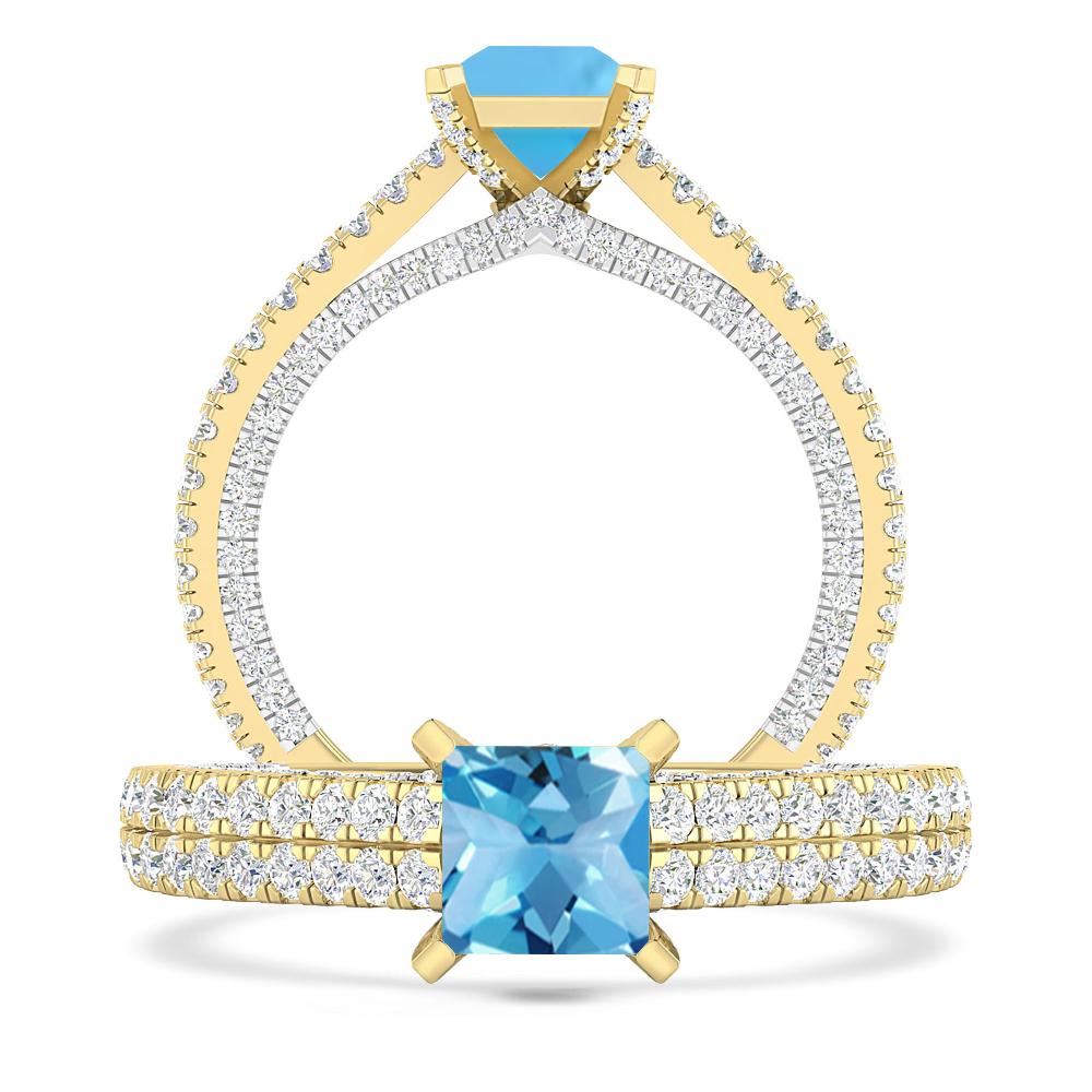 Yellow Gold - Blue Topaz