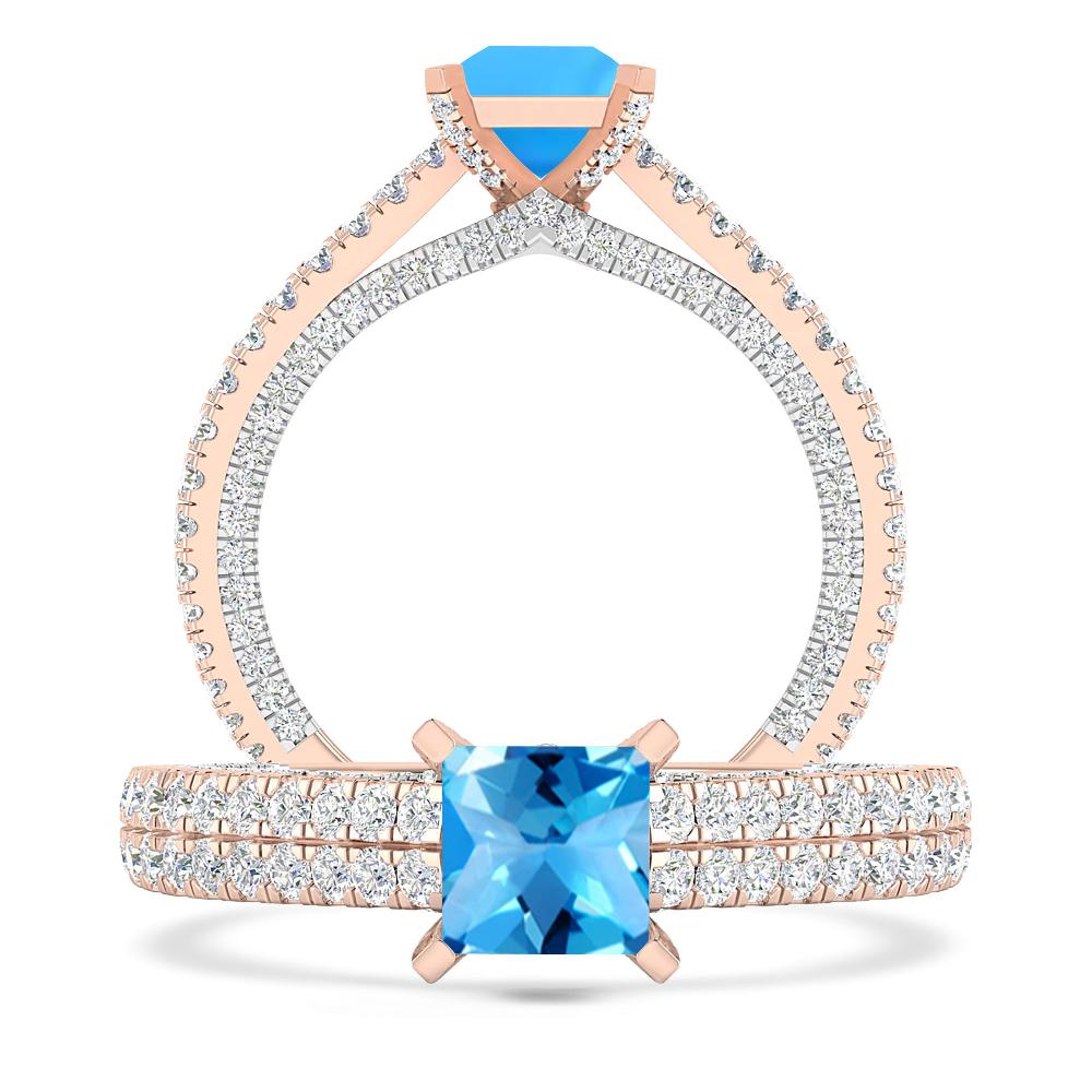 Rose Gold - Blue Topaz