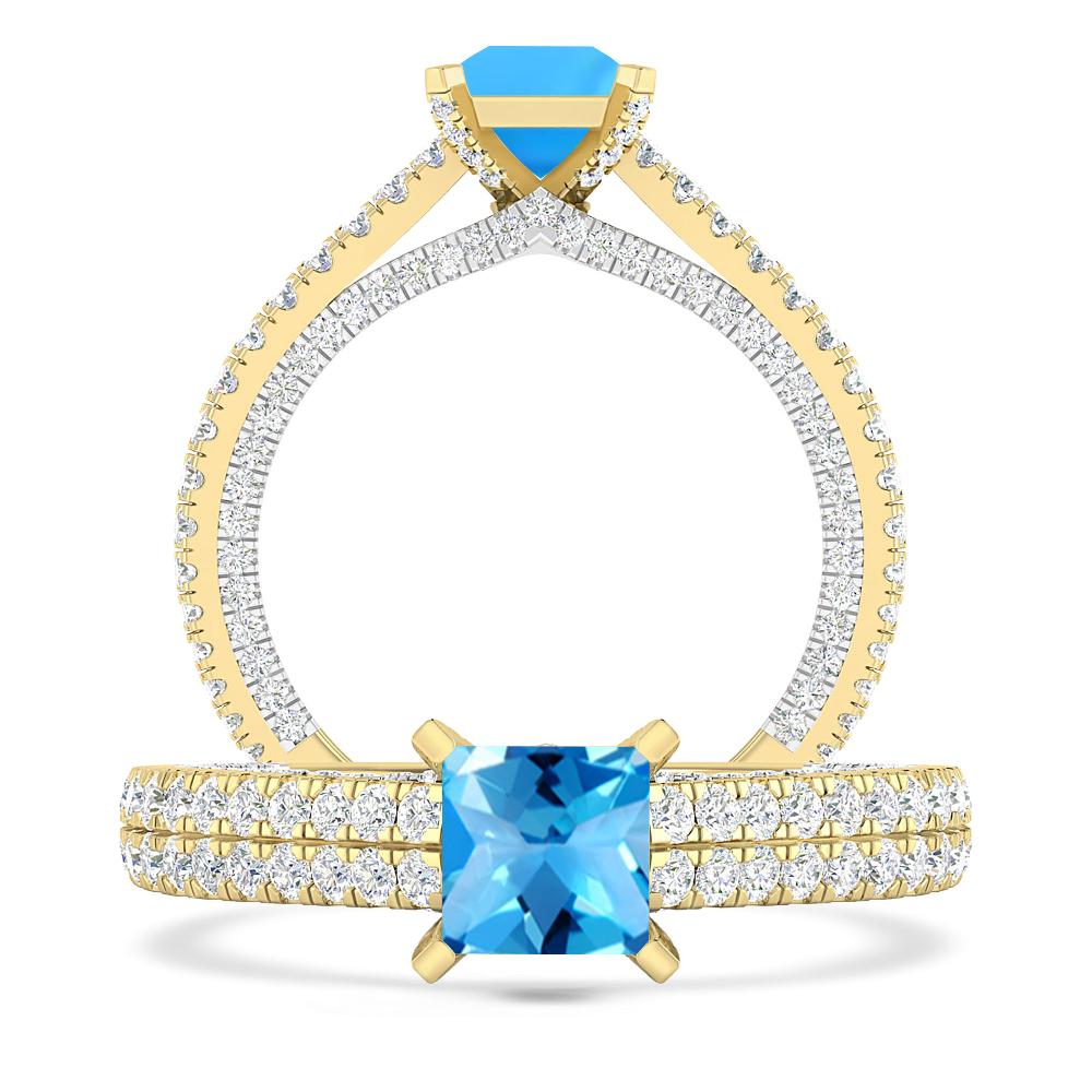 Yellow Gold - Blue Topaz