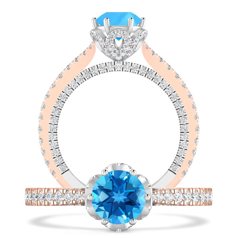 Rose Gold - Blue Topaz