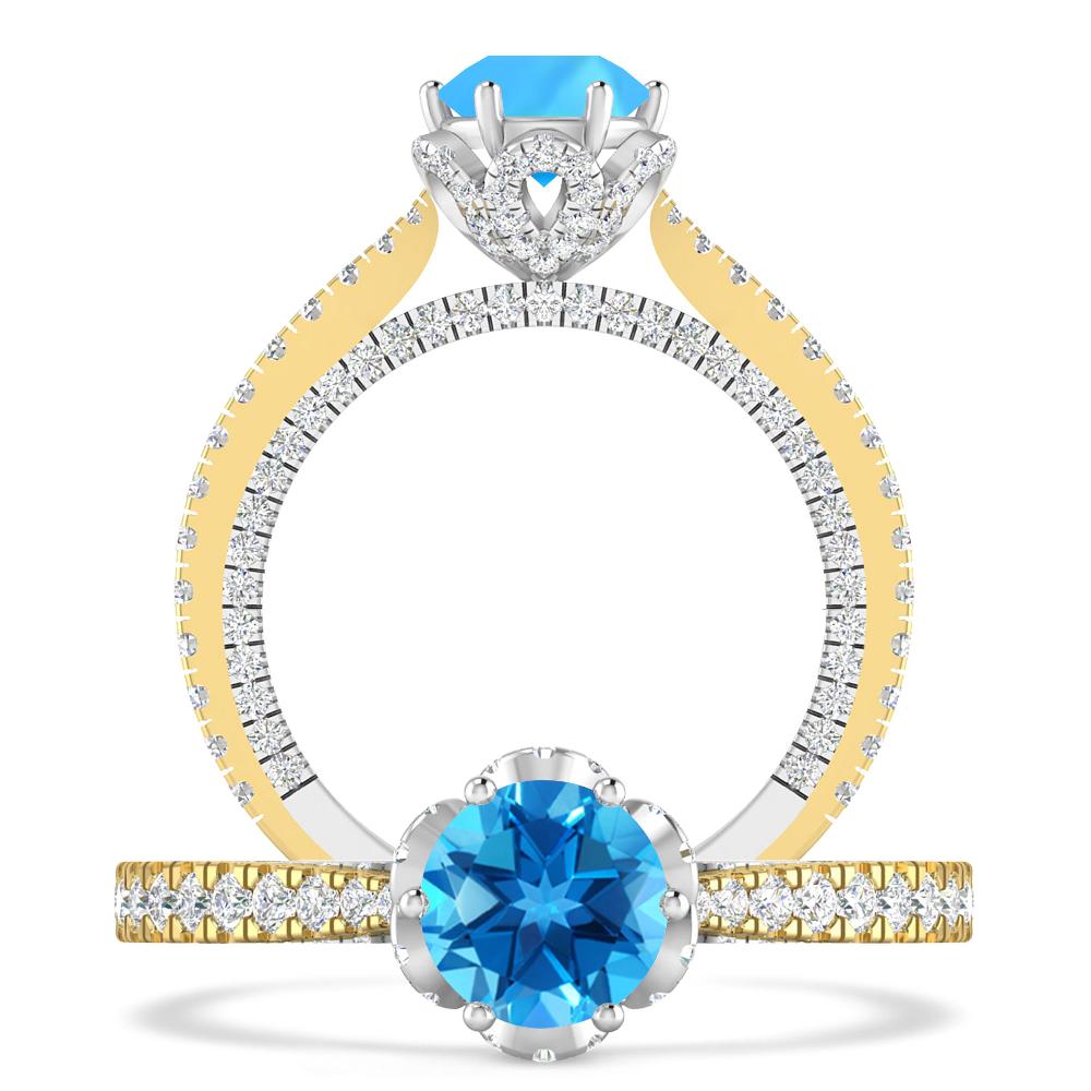 Yellow Gold - Blue Topaz