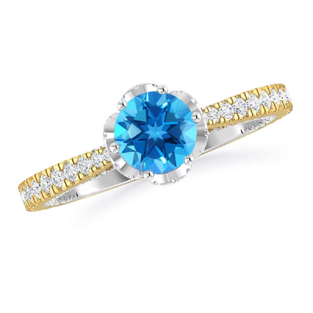 Yellow Gold - Blue Topaz