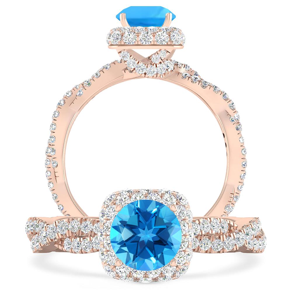 Rose Gold - Blue Topaz