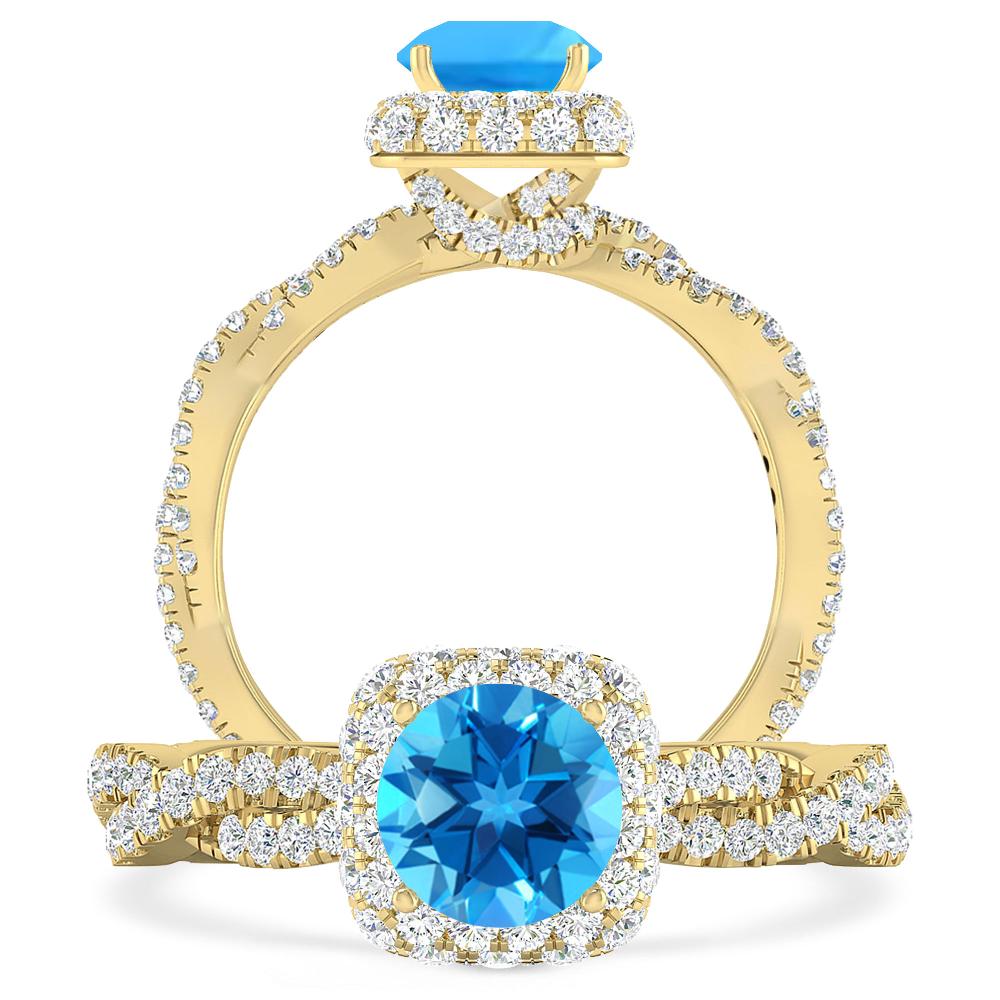 Yellow Gold - Blue Topaz