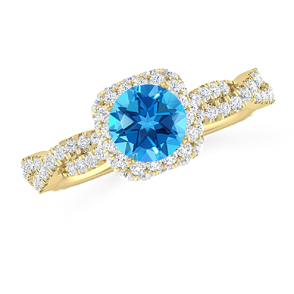 Yellow Gold - Blue Topaz