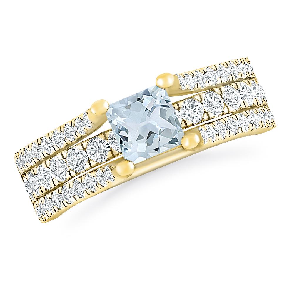 Yellow Gold - Aquamarine