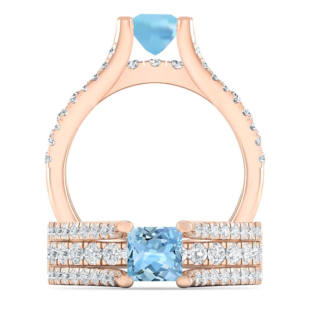 Rose Gold - Aquamarine