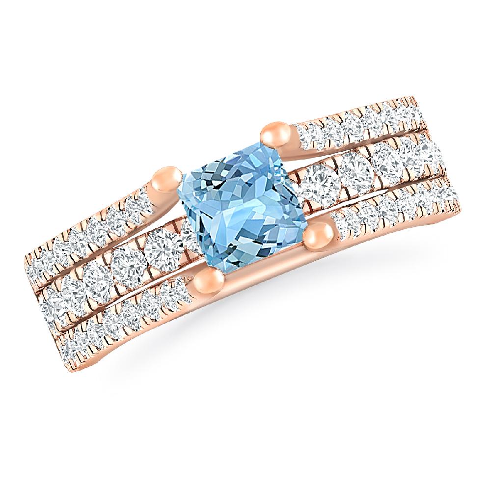 Rose Gold - Aquamarine