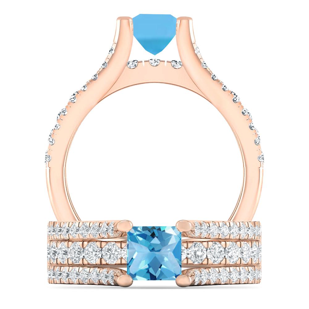 Rose Gold - Blue Topaz