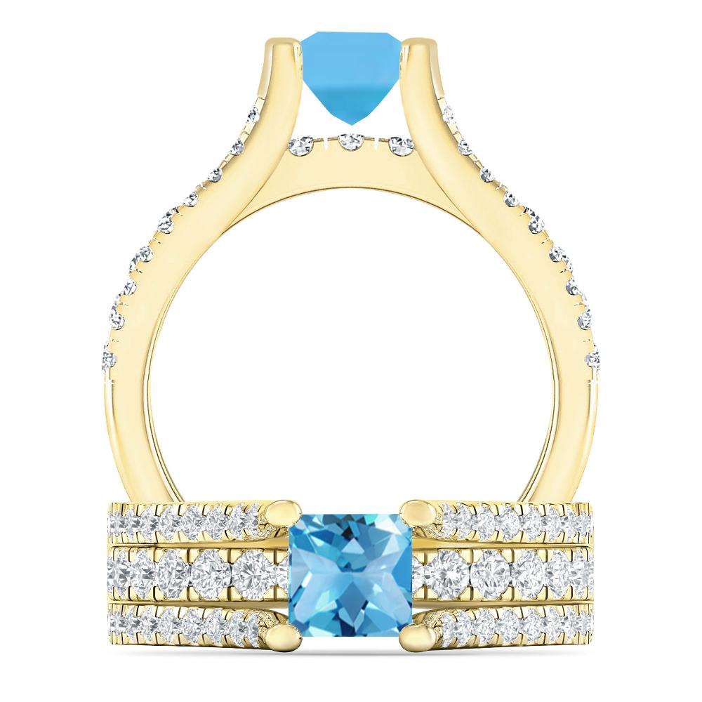 Yellow Gold - Blue Topaz