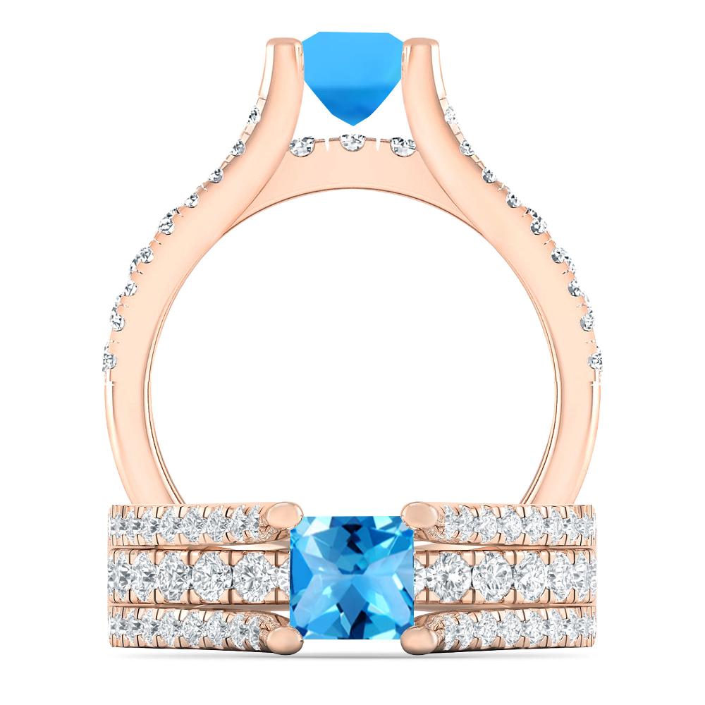 Rose Gold - Blue Topaz