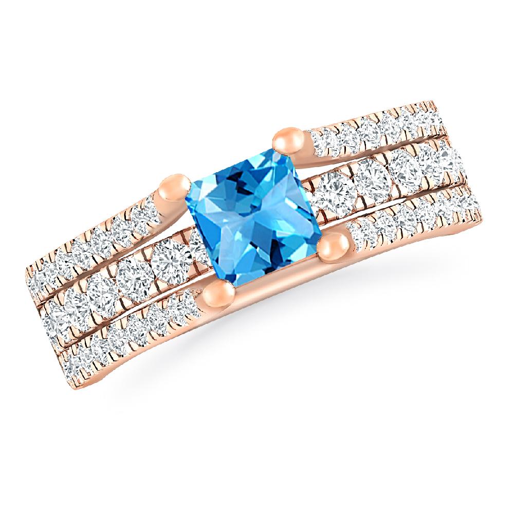 Rose Gold - Blue Topaz