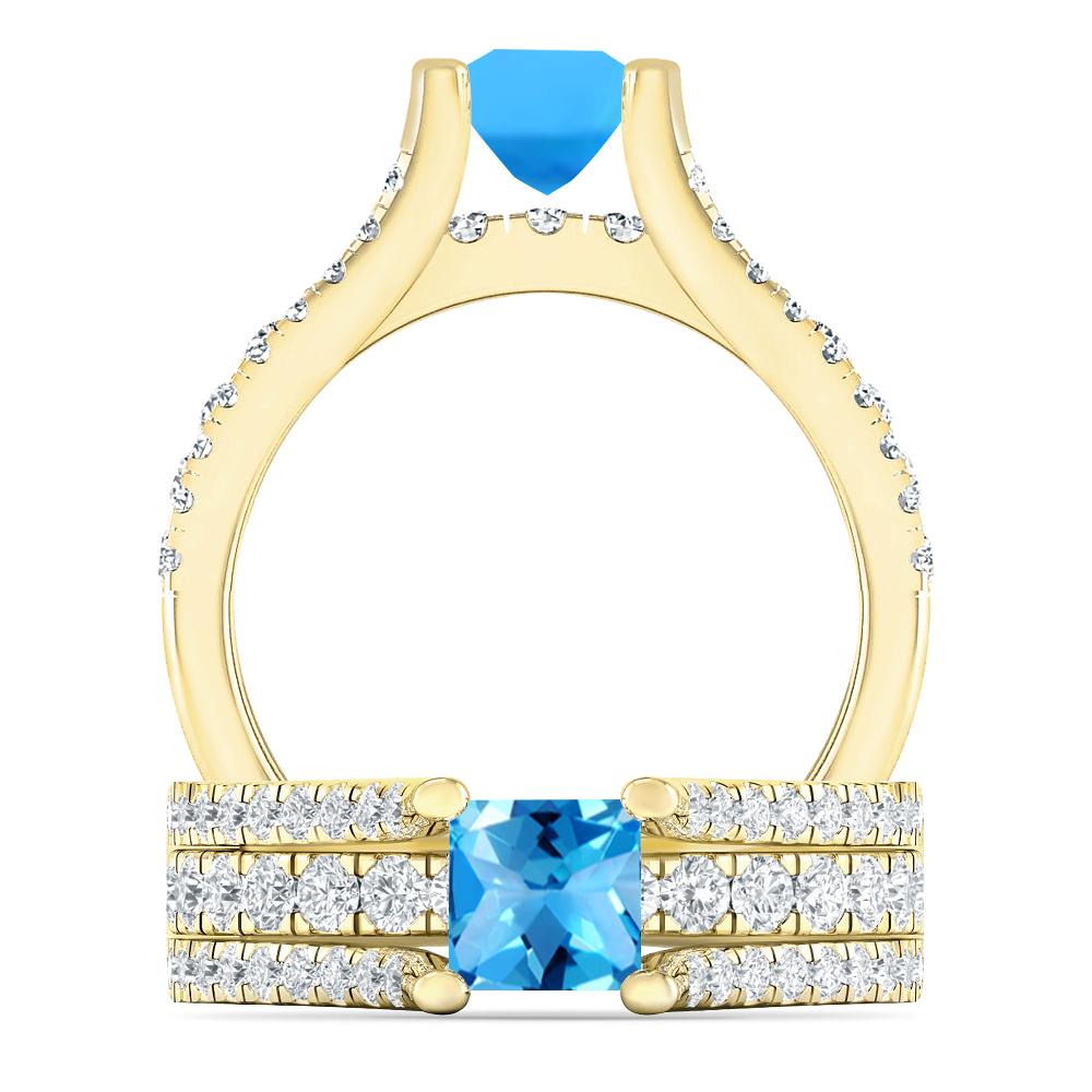 Yellow Gold - Blue Topaz