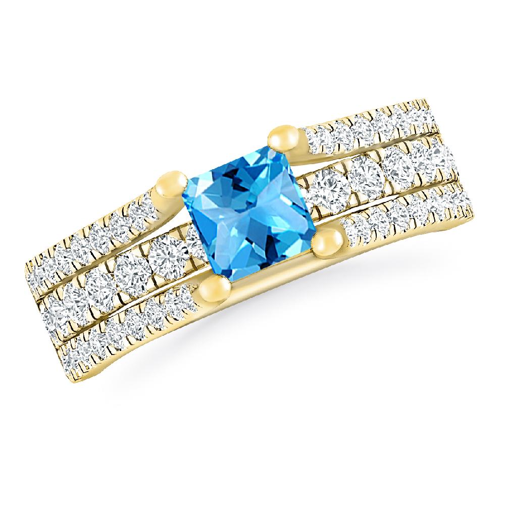 Yellow Gold - Blue Topaz