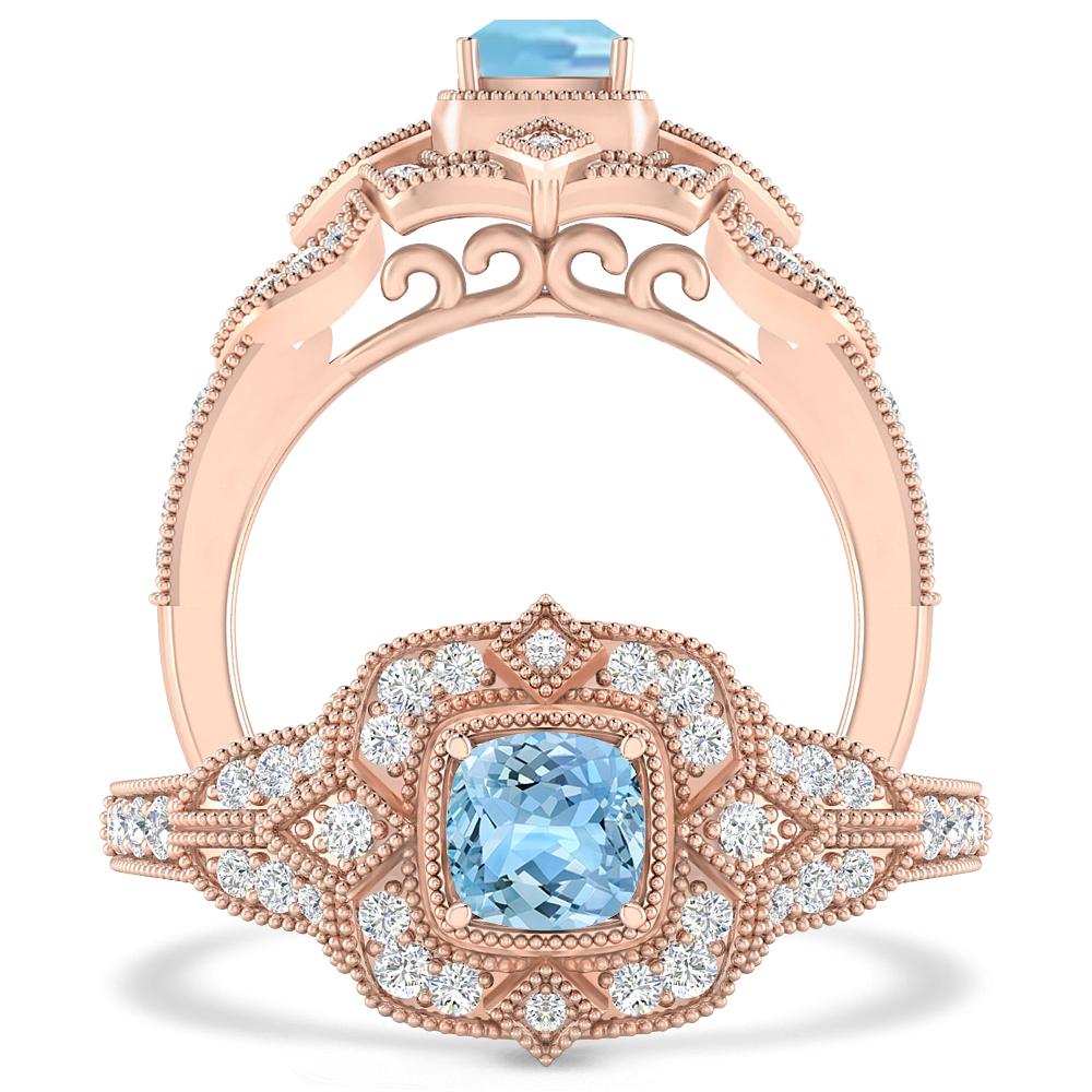 Rose Gold - Aquamarine