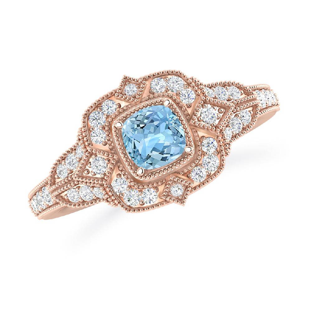 Rose Gold - Aquamarine