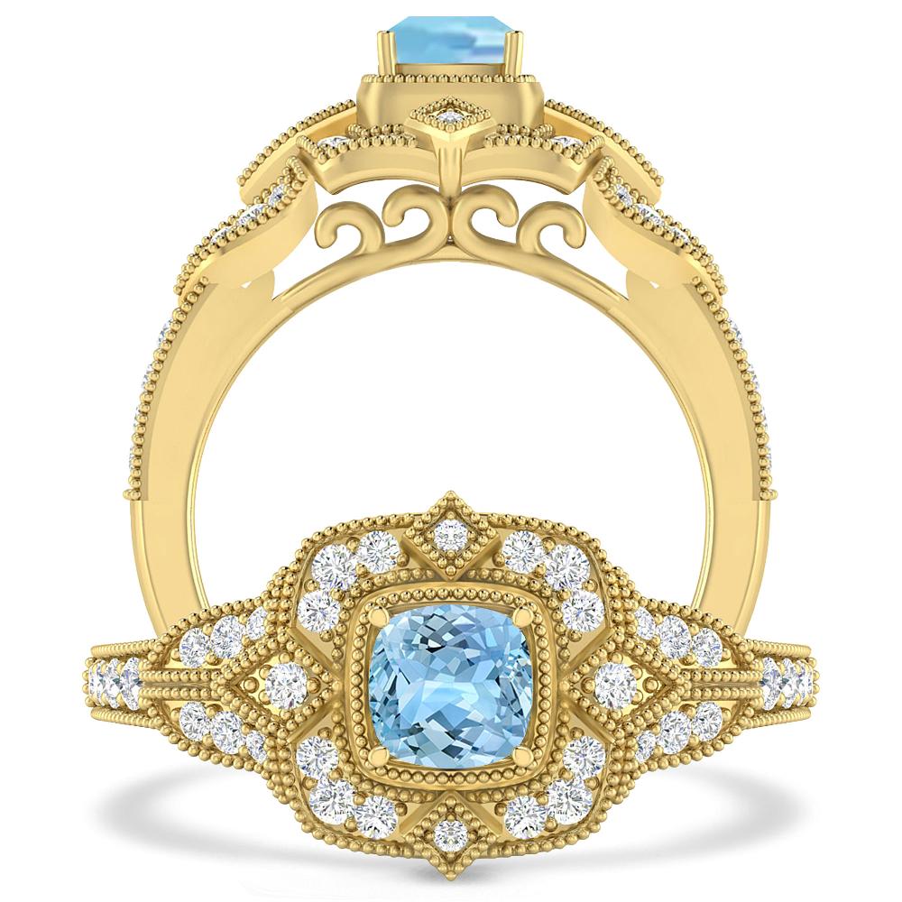 Yellow Gold - Aquamarine