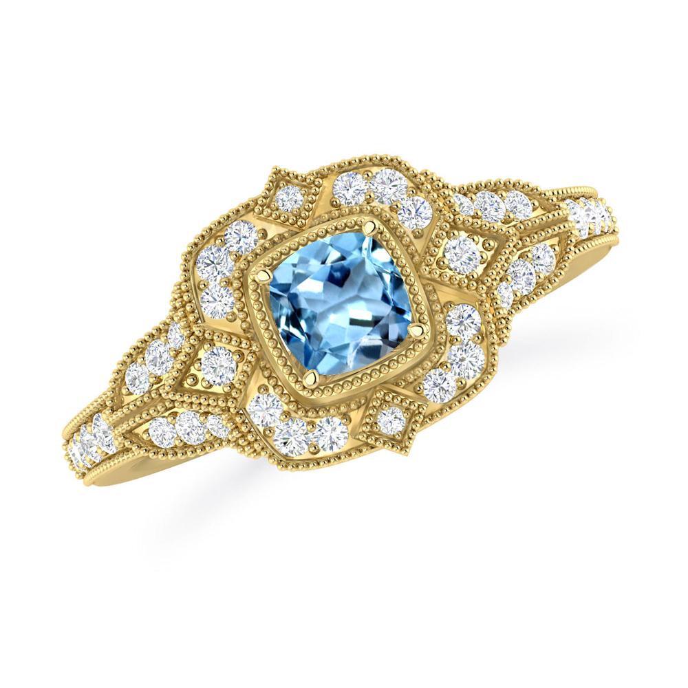 Yellow Gold - Aquamarine