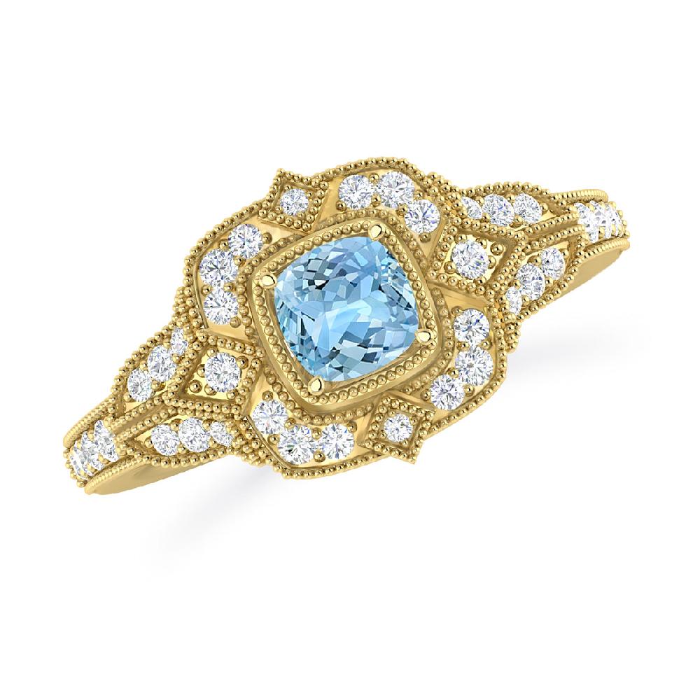 Yellow Gold - Aquamarine