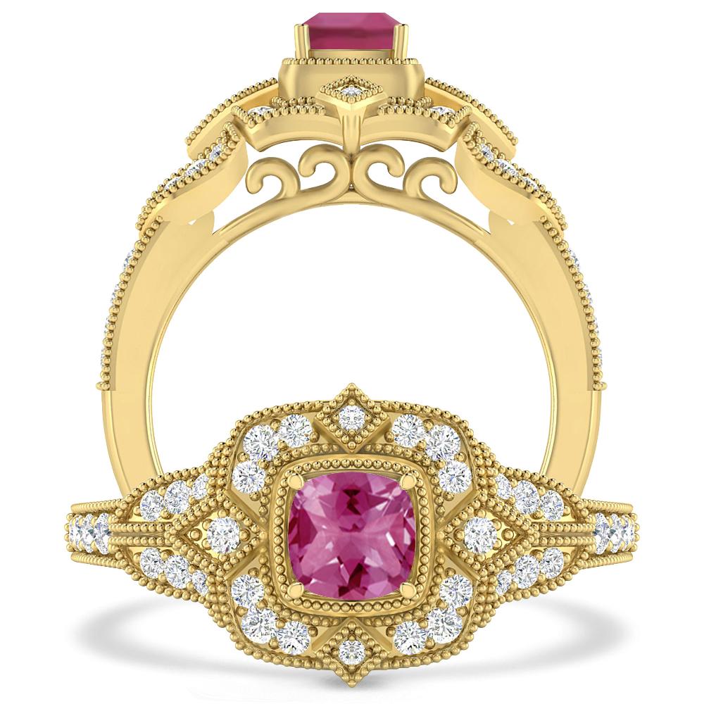 Yellow Gold - Pink Tourmaline