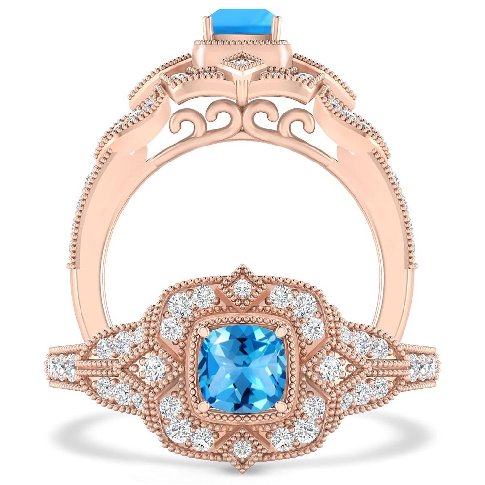 Rose Gold - Blue Topaz