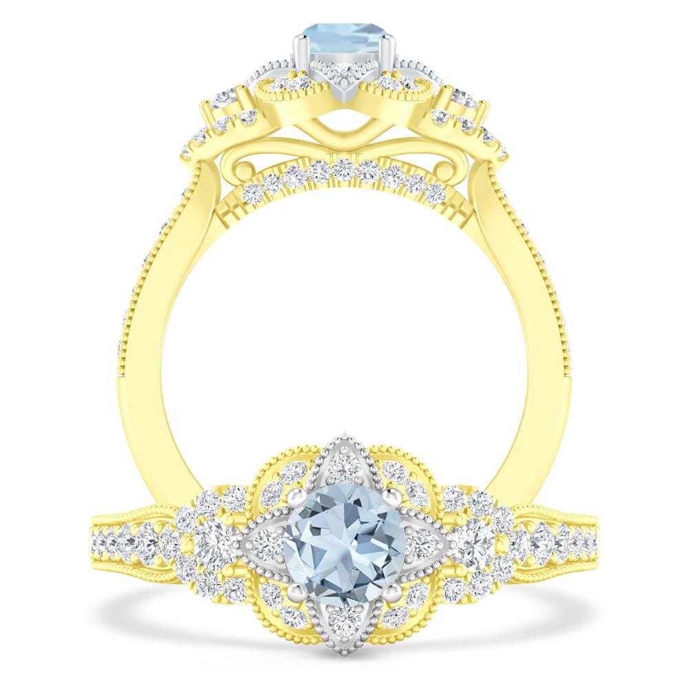 Yellow Gold - Aquamarine