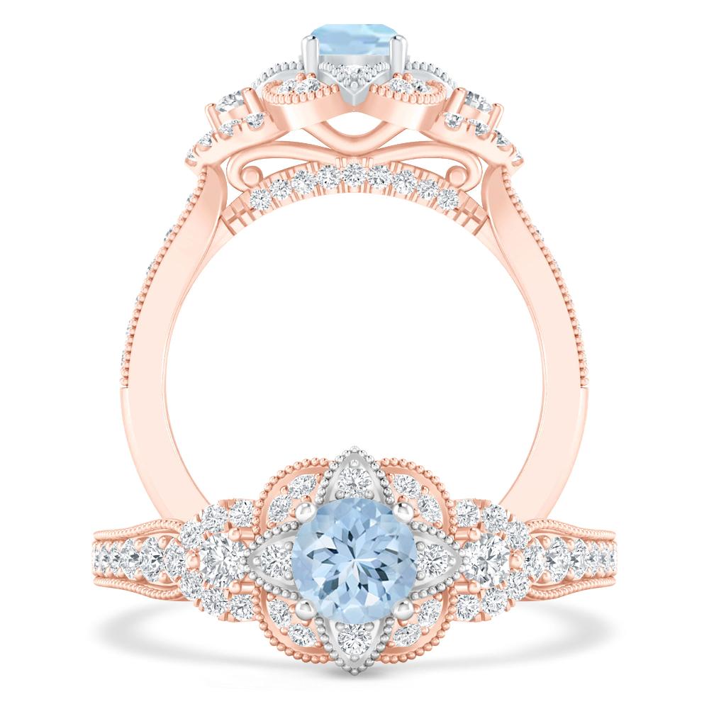 Rose Gold - Aquamarine