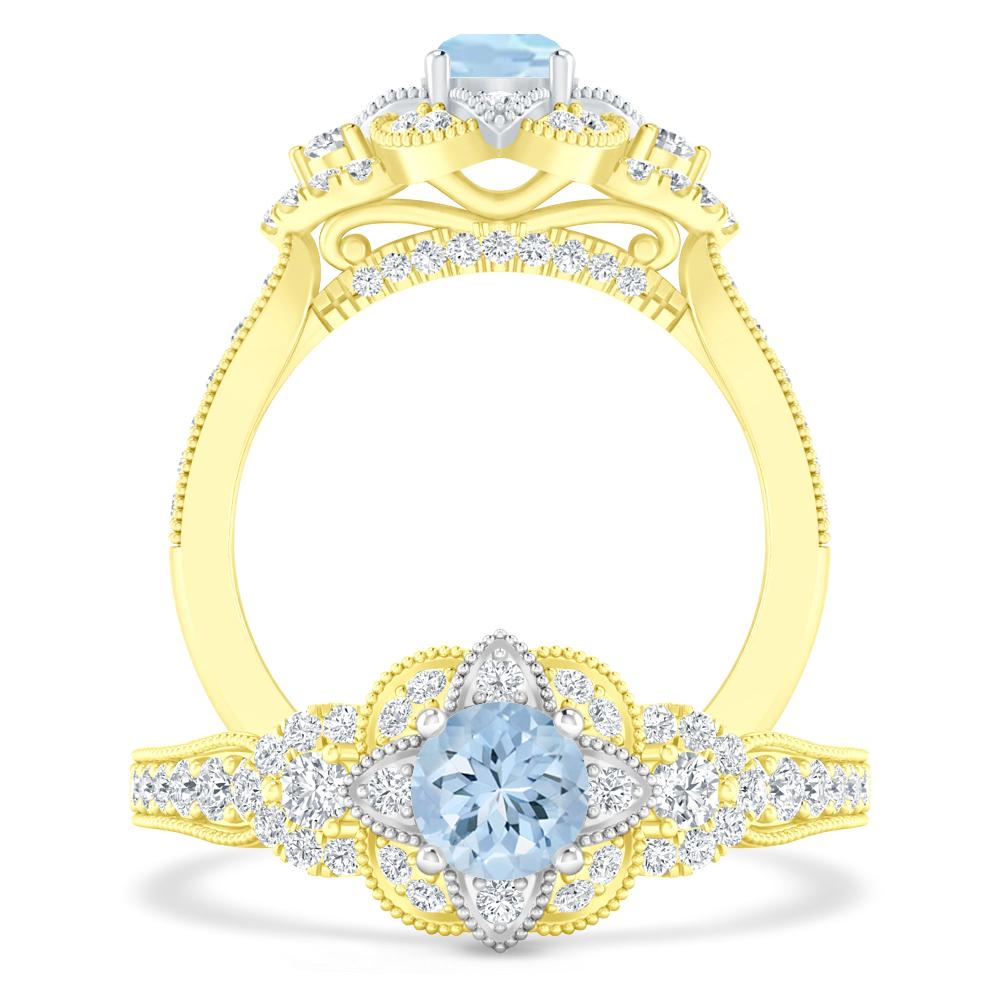 Yellow Gold - Aquamarine