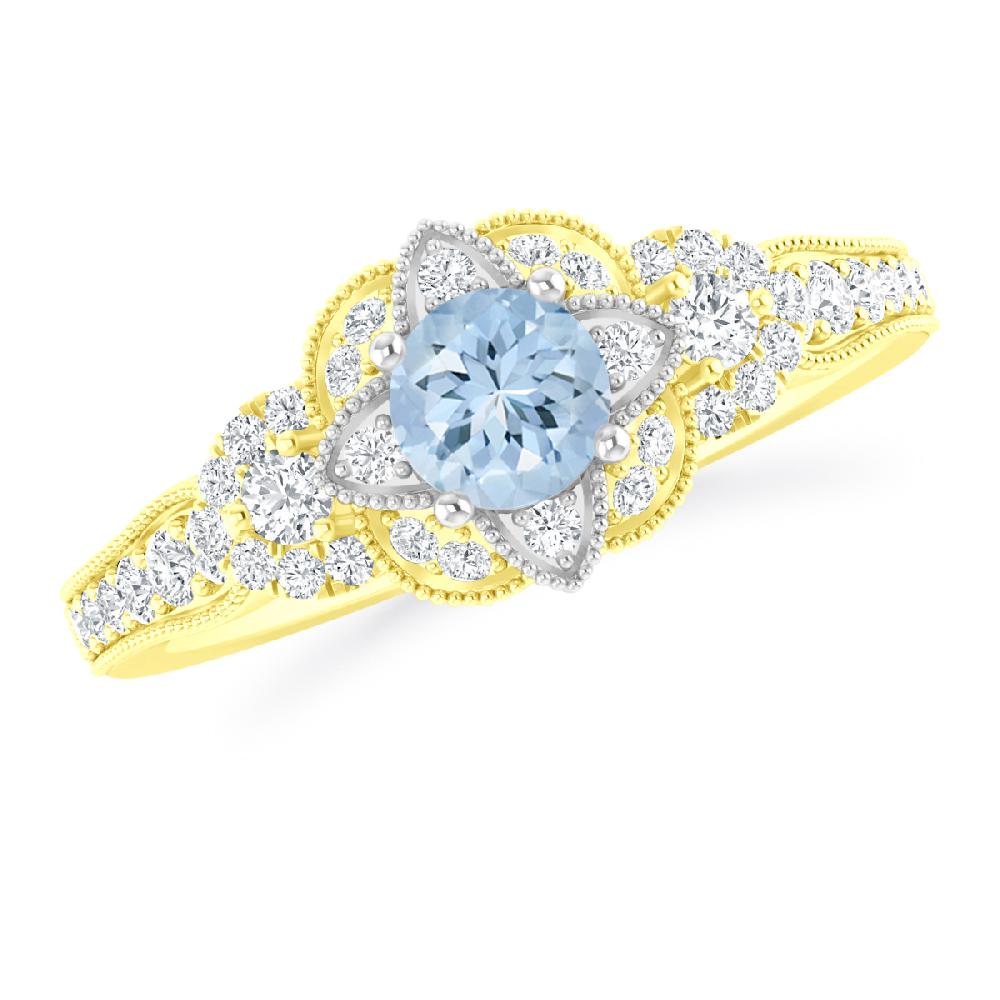 Yellow Gold - Aquamarine