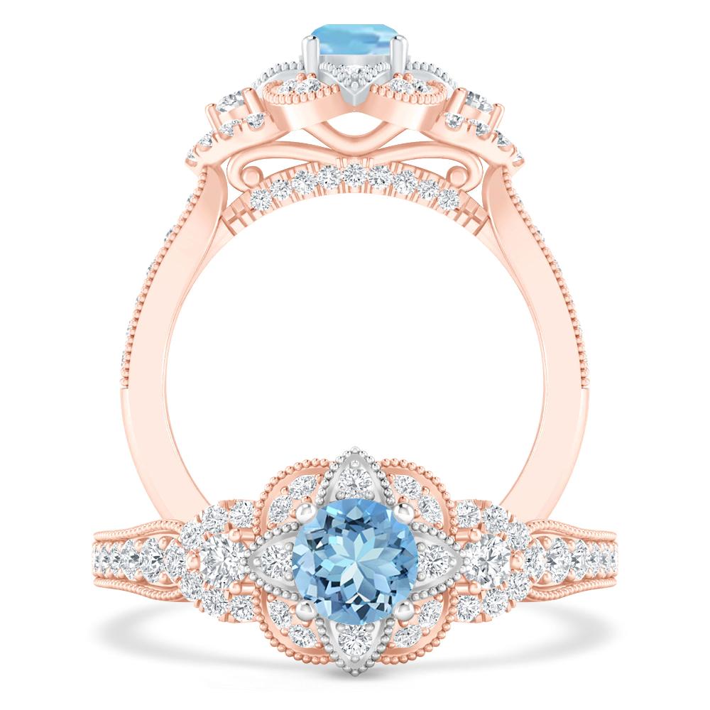 Rose Gold - Aquamarine