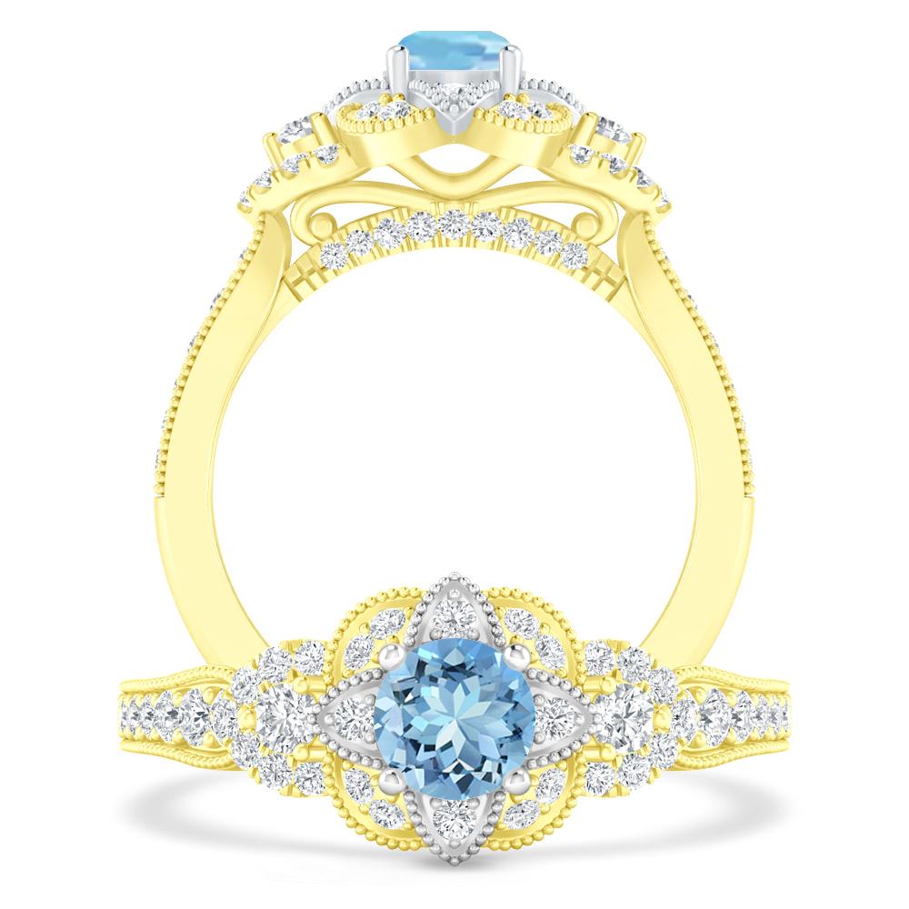 Yellow Gold - Aquamarine