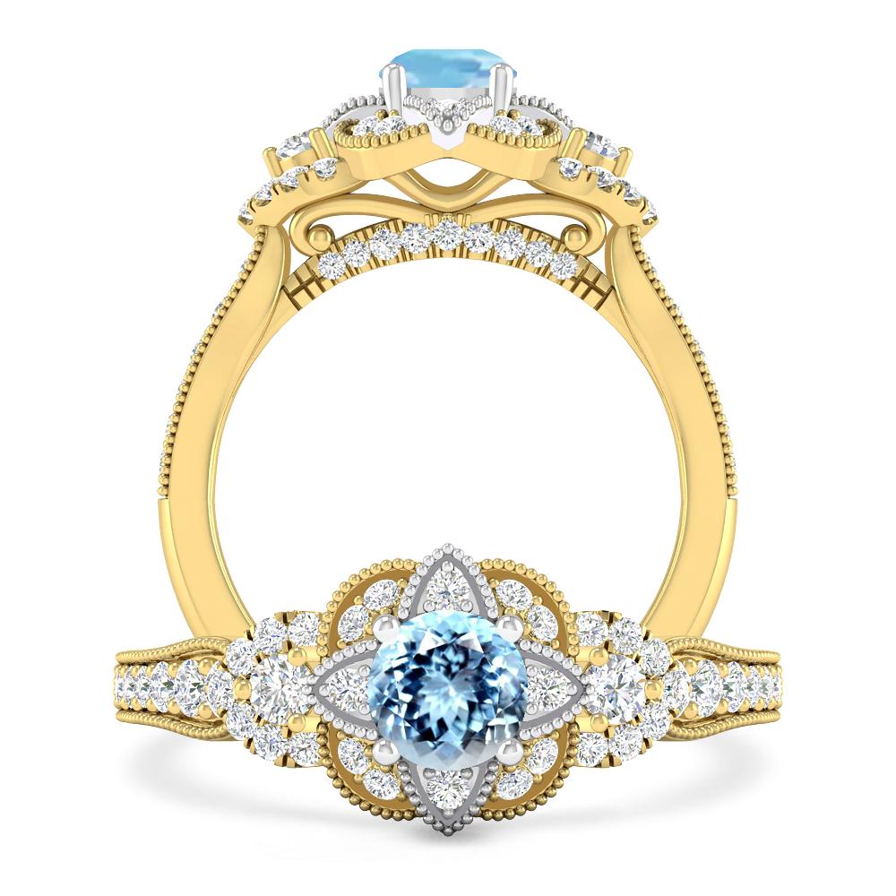 Yellow Gold - Aquamarine