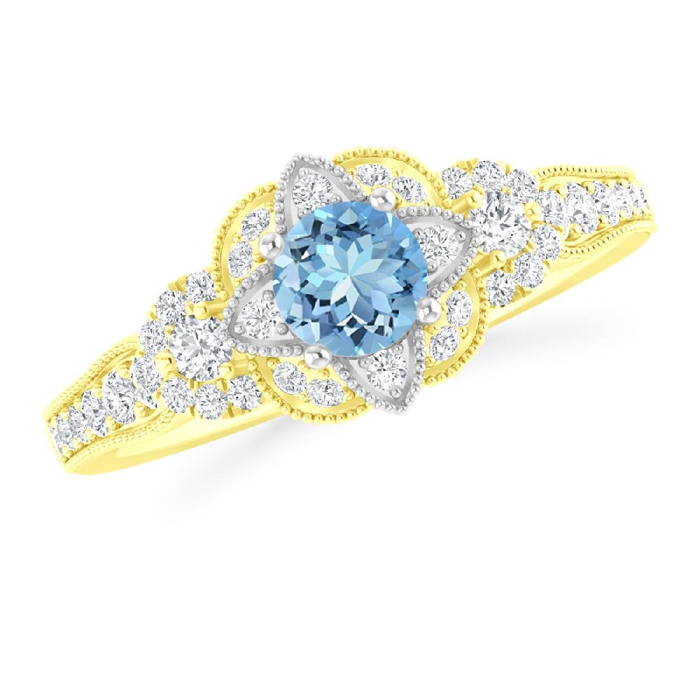 Yellow Gold - Aquamarine