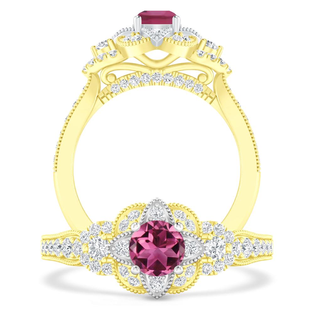 Yellow Gold - Pink Tourmaline