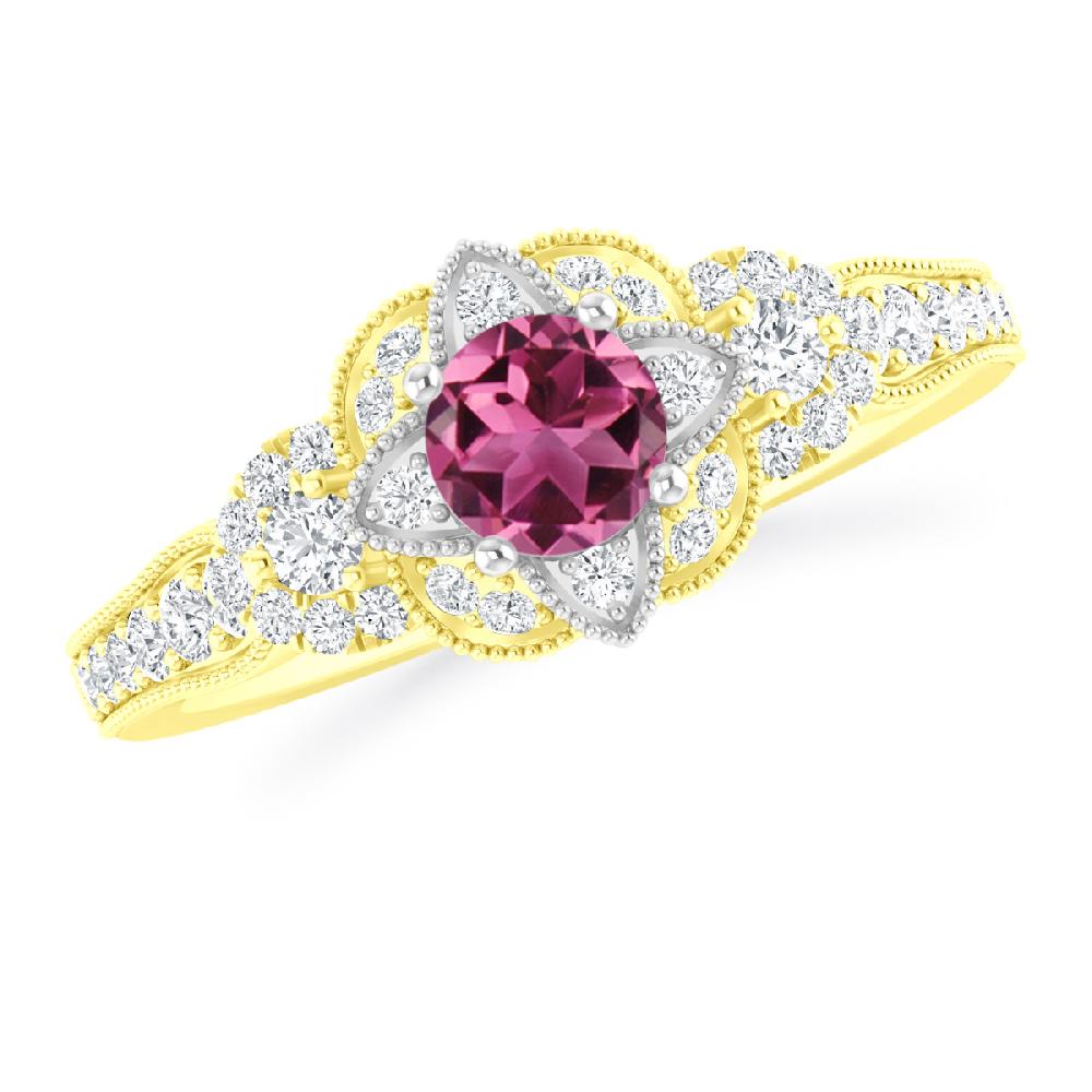 Yellow Gold - Pink Tourmaline