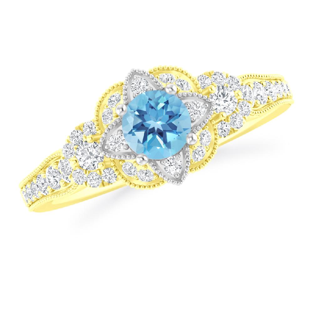 Yellow Gold - Blue Topaz