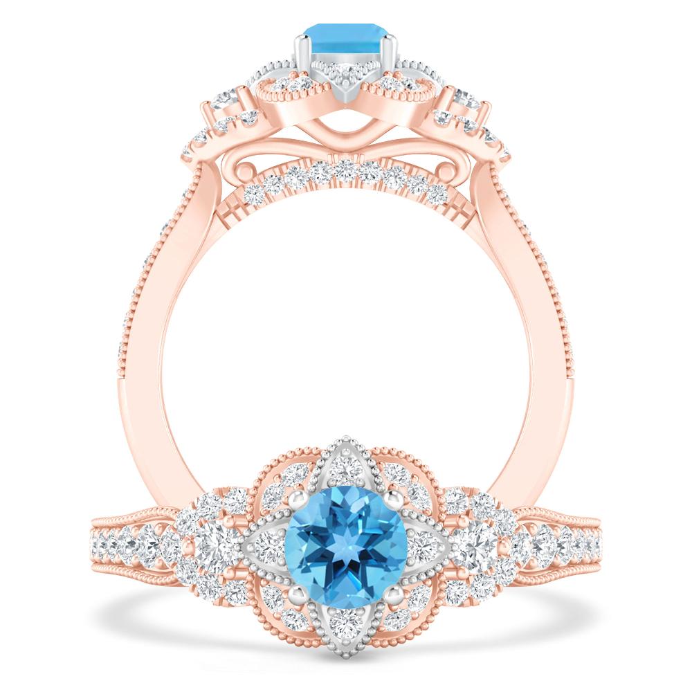 Rose Gold - Blue Topaz