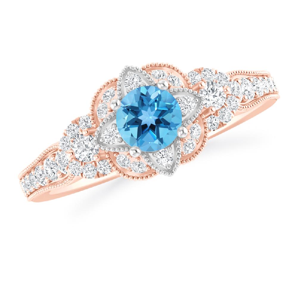 Rose Gold - Blue Topaz