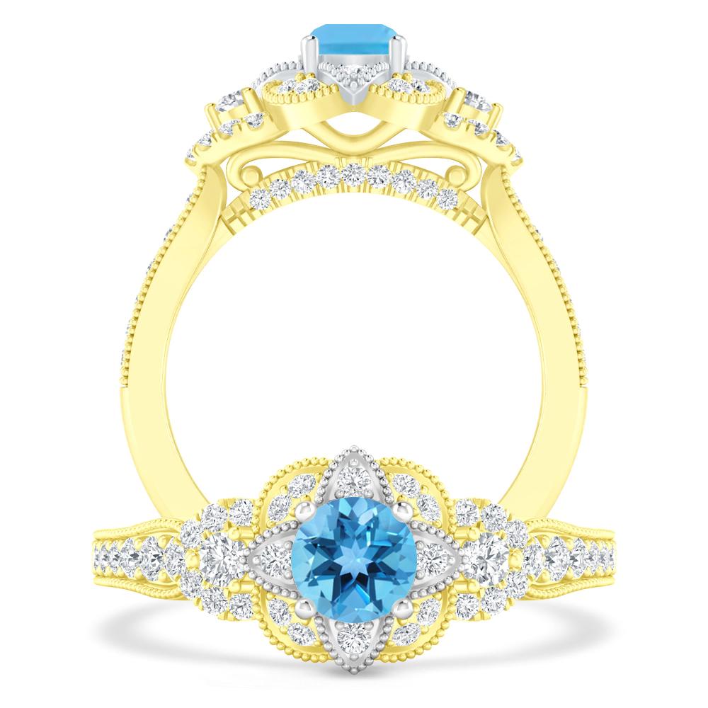 Yellow Gold - Blue Topaz