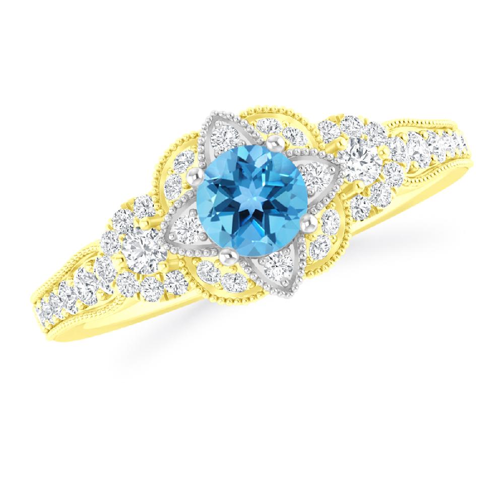 Yellow Gold - Blue Topaz