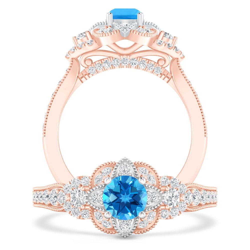 Rose Gold - Blue Topaz