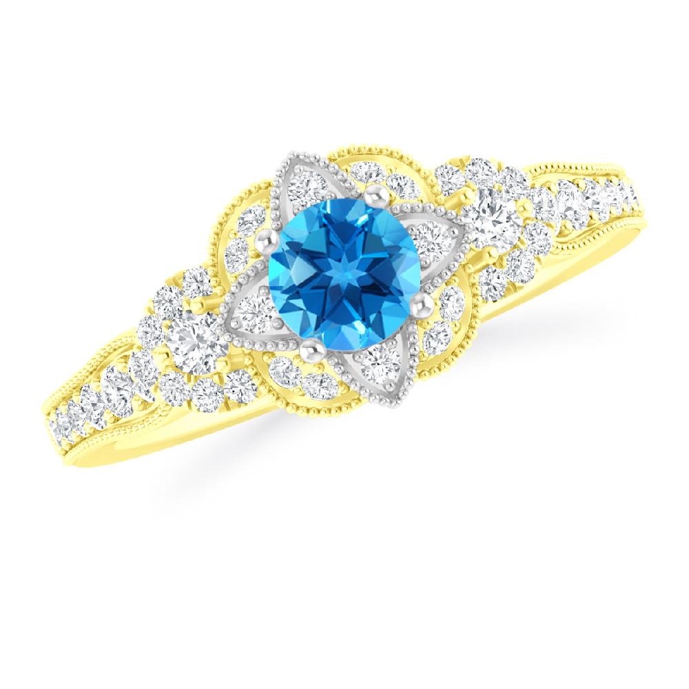 Yellow Gold - Blue Topaz