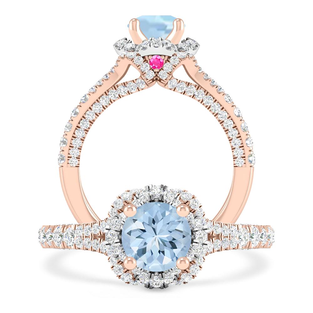 Rose Gold - Aquamarine