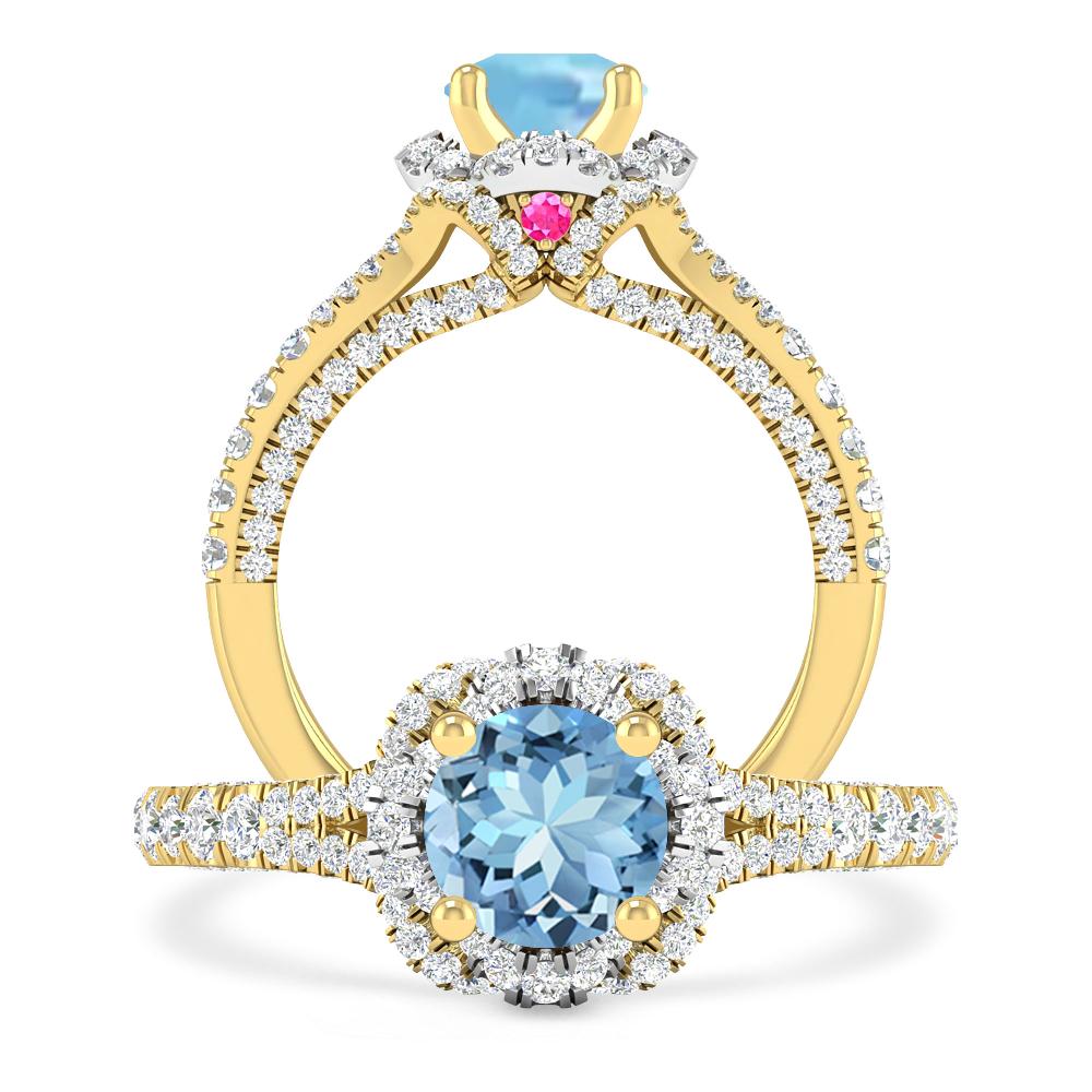 Yellow Gold - Aquamarine