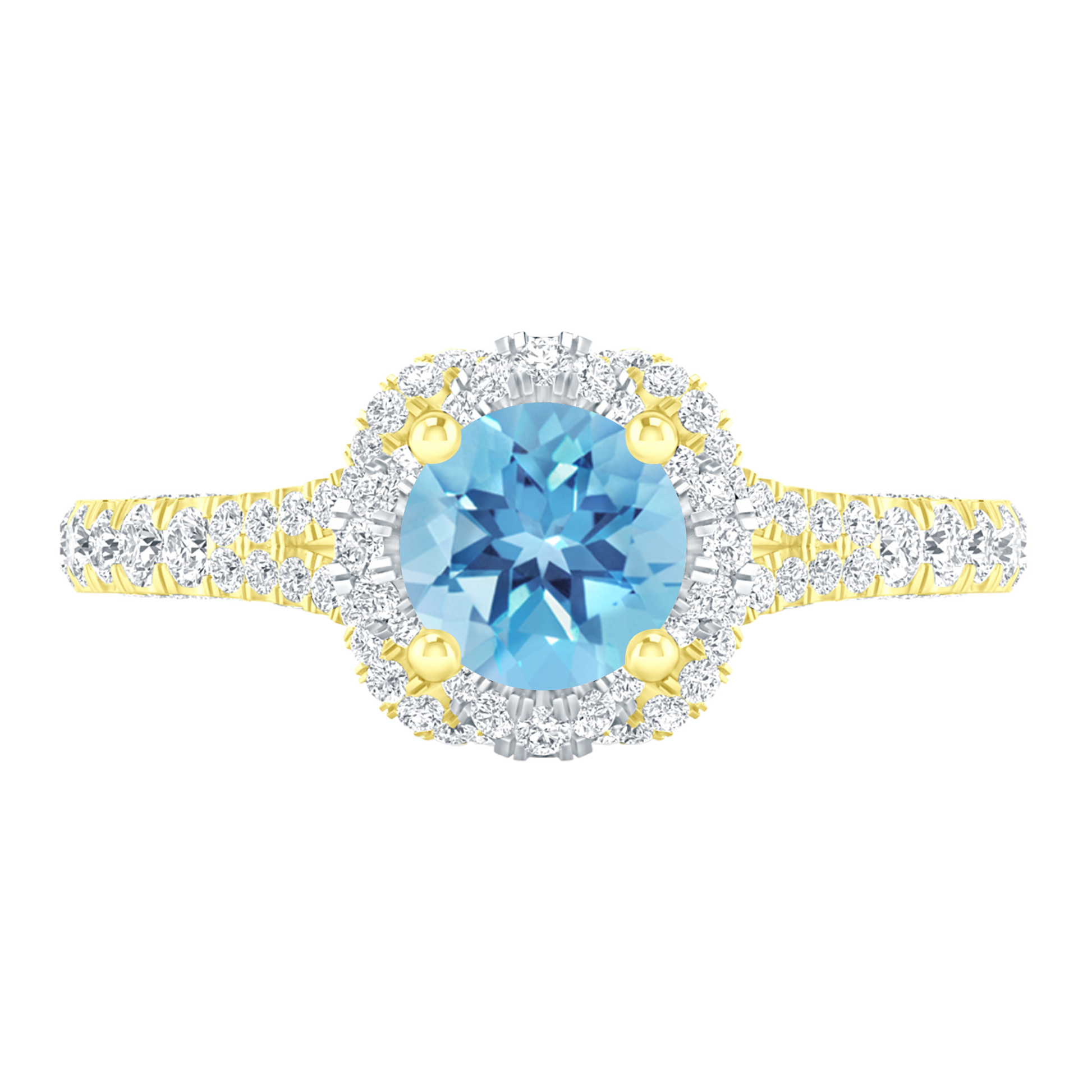 Yellow Gold - Blue Topaz