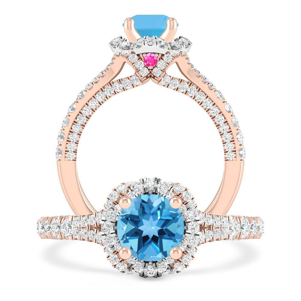 Rose Gold - Blue Topaz